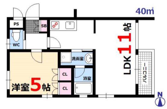 NSコート(1LDK/2階)の間取り写真