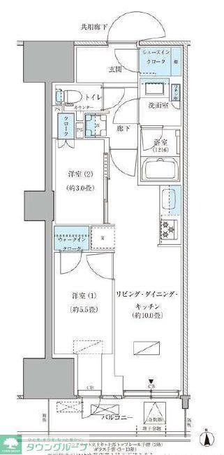 パークアクシス品川天王洲アイル(2LDK/13階)の間取り写真