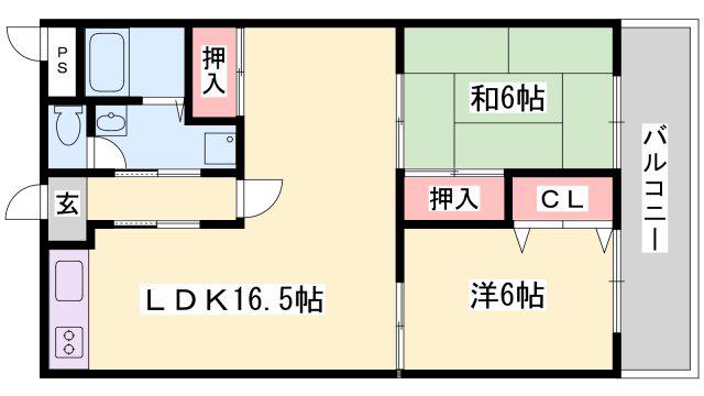 メゾンやすむろI(2LDK/3階)の間取り写真