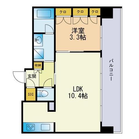 クラス博多駅南(1LDK/6階)の間取り写真