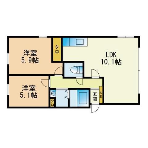 メゾン宮の森(2LDK/1階)の間取り写真