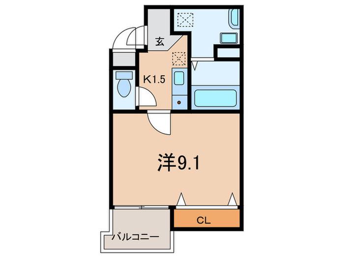 プランドール大原(1K/2階)の間取り写真