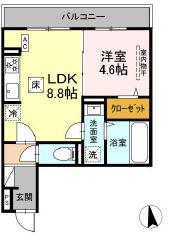 D PAINA 日吉本町II(1LDK/1階)の間取り写真