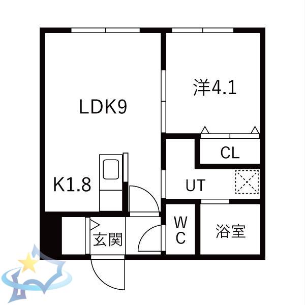 華月SAPPORO(1LDK/3階)の間取り写真