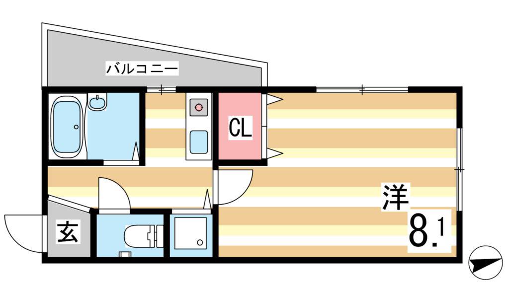 メゾン北長狭(1K/3階)の間取り写真