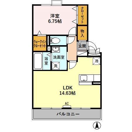 コートハウス岐陽II A(1LDK/3階)の間取り写真