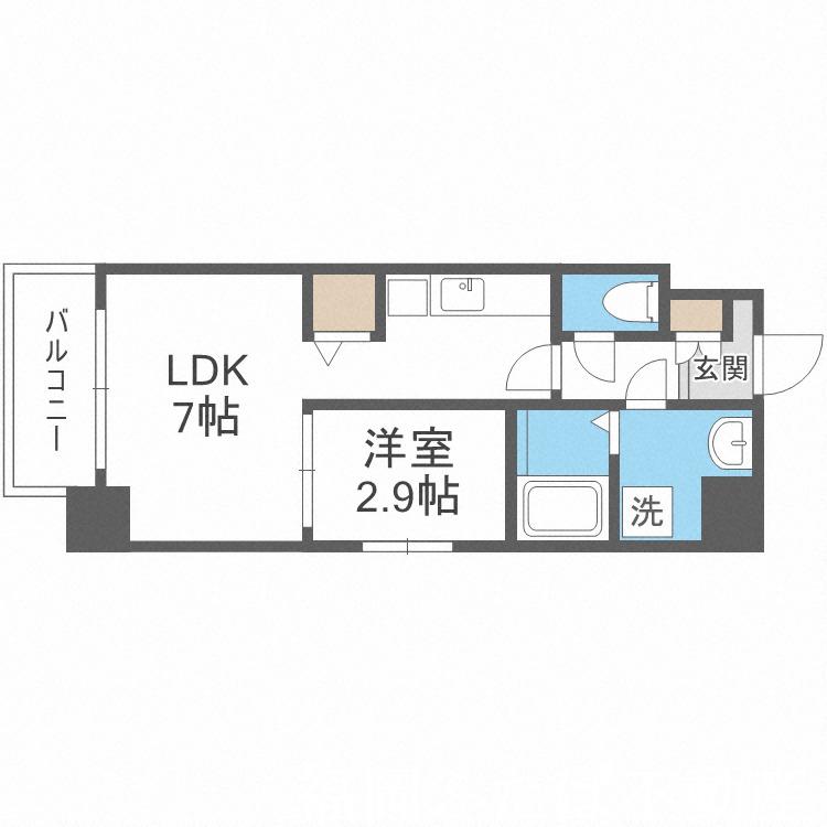 ウインステージ箱崎(1LDK/3階)の間取り写真