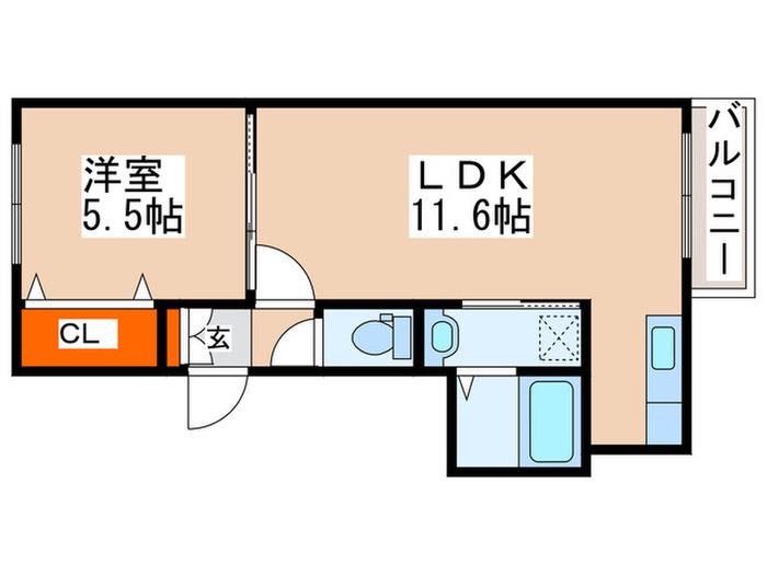 SYMMETRY(1LDK/2階)の間取り写真