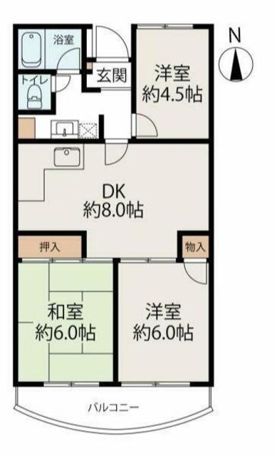 グリーンコーポ金田I(3LDK/1階)の間取り写真