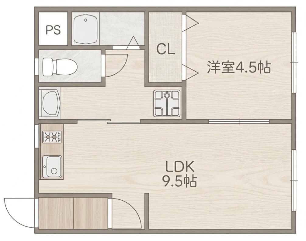 光洋マンション(1LDK/1階)の間取り写真