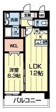 アザレアヒルズ(1LDK/6階)の間取り写真