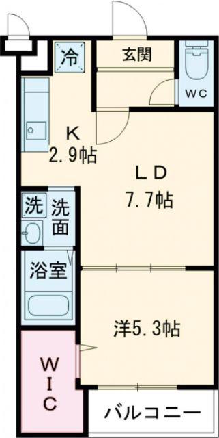ヴェルメゾン南郷(1LDK/2階)の間取り写真