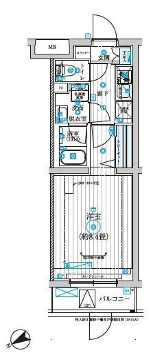 リライア西調布(1K/2階)の間取り写真