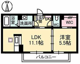 グランディール新山口 C棟(1LDK/2階)の間取り写真