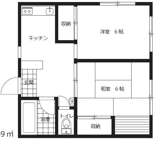 ラフォーレ(2DK/1階)の間取り写真