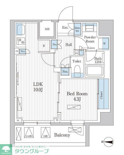 パークアクシス東陽町レジデンス(1LDK/4階)の間取り写真