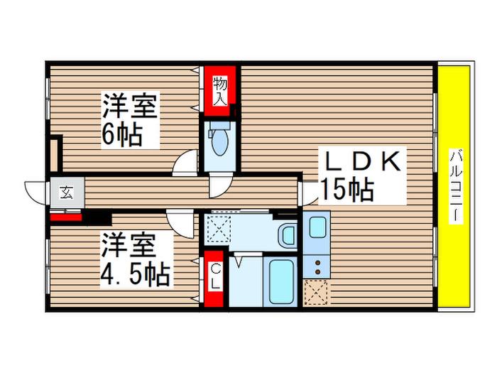 フローラ千葉中央(2LDK/2階)の間取り写真