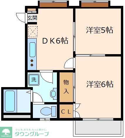 バーダント府中(2DK/2階)の間取り写真
