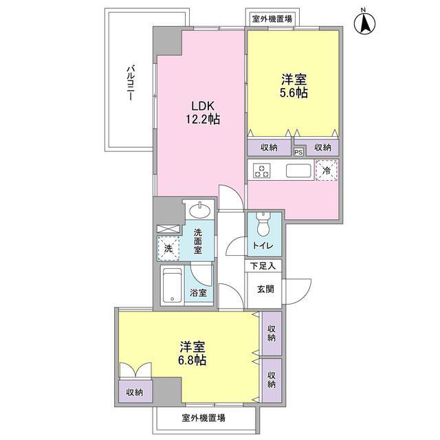 グランドゥール広尾(2LDK/2階)の間取り写真
