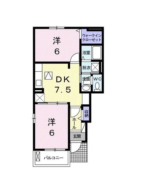 グランコート乃木坂II 南館(2DK/1階)の間取り写真