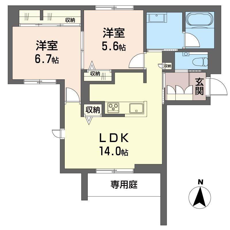 ホシノハウスII(2LDK/1階)の間取り写真