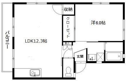エスポワールI(1LDK/2階)の間取り写真