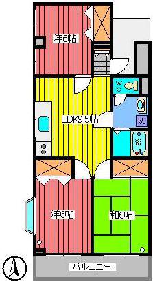 グランパール川口(3LDK/2階)の間取り写真