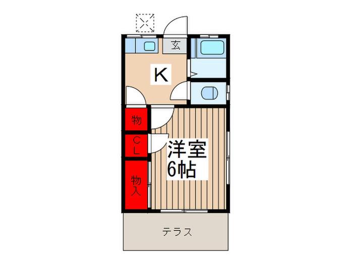 SAVOY市川(1K/1階)の間取り写真