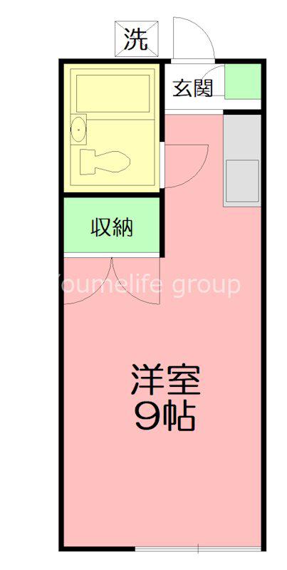 スマイルハウス第2(ワンルーム/1階)の間取り写真