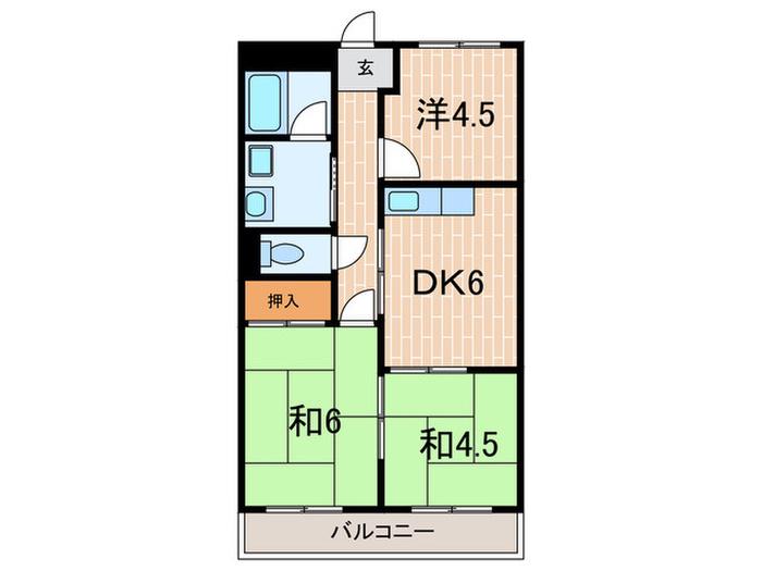 コーポ大社(3DK/4階)の間取り写真