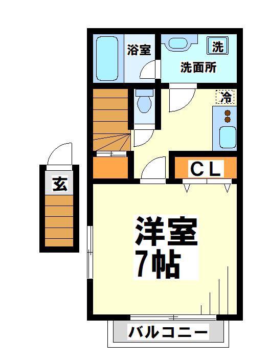 ガーネットハイツ(1K/2階)の間取り写真