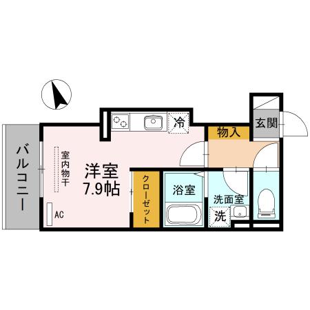セジュールたまで(ワンルーム/3階)の間取り写真