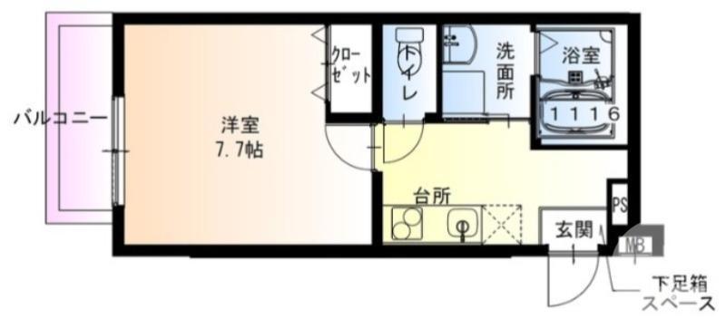 フジパレス湊サウス(1K/3階)の間取り写真
