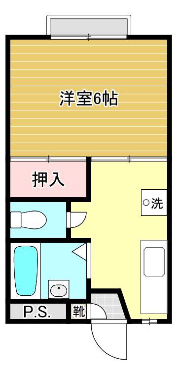プランドール山岡(1K/1階)の間取り写真