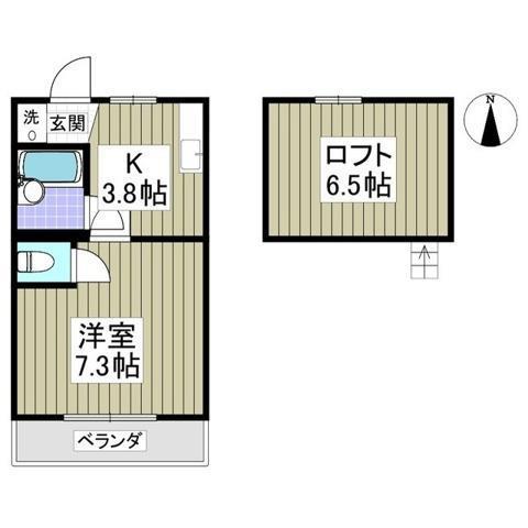 リバティータウンS(1K/2階)の間取り写真