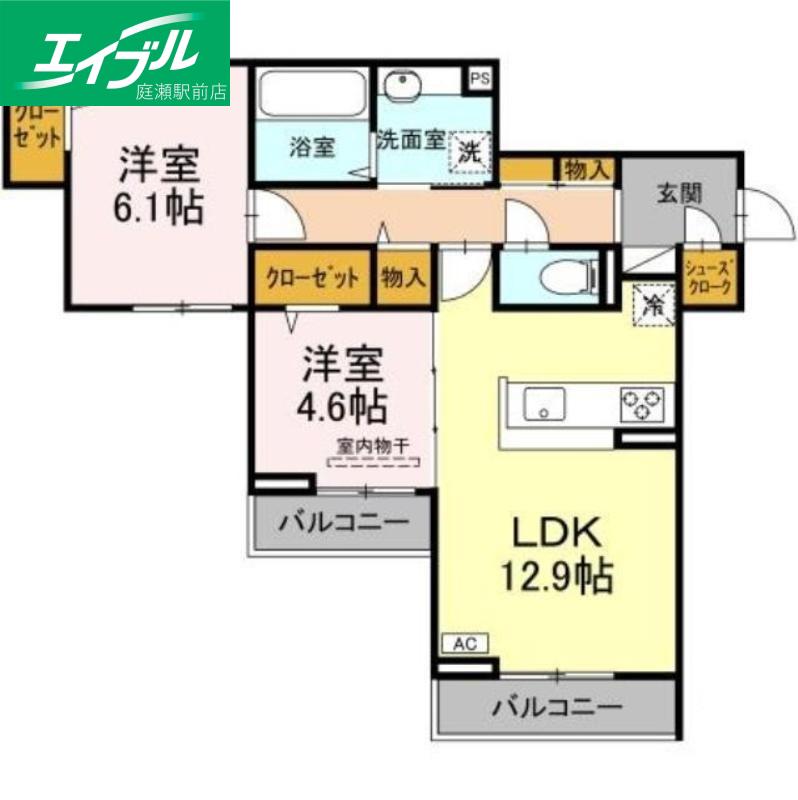 サンメゾン小池A棟(2LDK/3階)の間取り写真