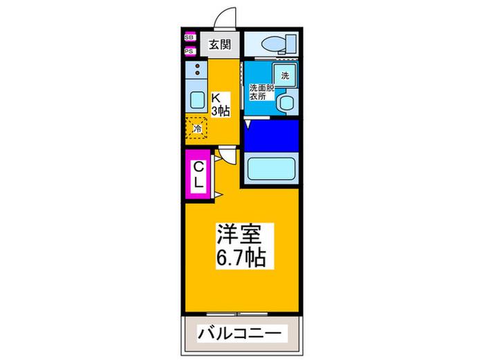 ALEGRIA泉佐野高松東(1K/2階)の間取り写真