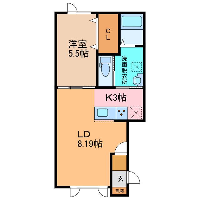 ユーフォリアI(1LDK/1階)の間取り写真