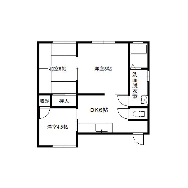 コーポ赤坂(3DK/2階)の間取り写真