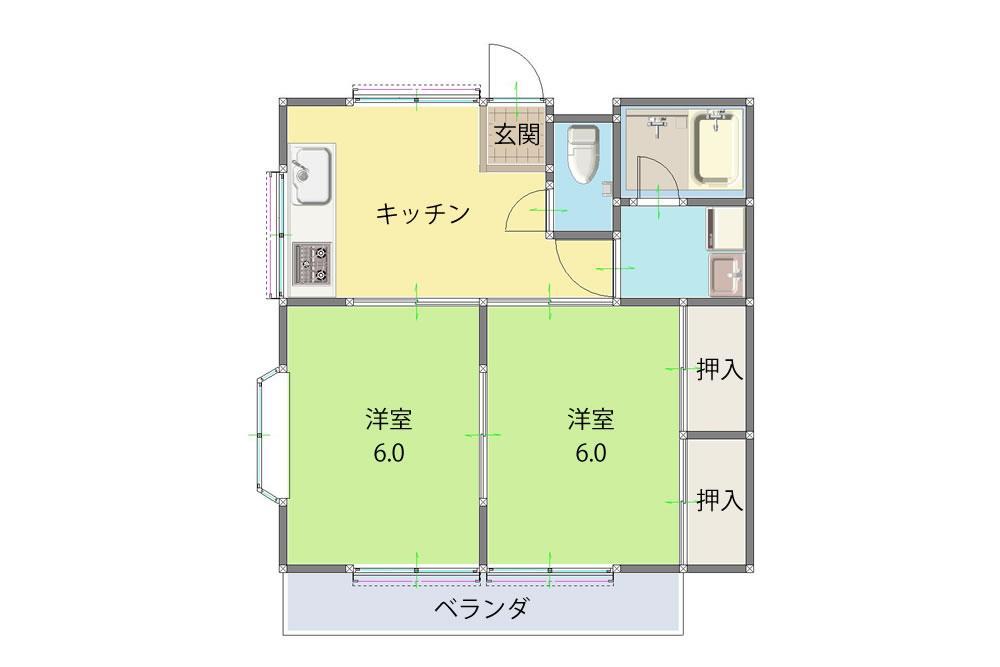 第3司コーポ(2DK/1階)の間取り写真
