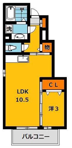 サニースクエアB(1LDK/1階)の間取り写真