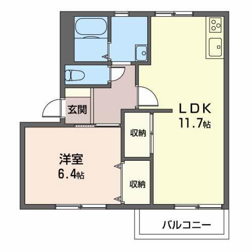 グリーンパーク棚橋(1LDK/2階)の間取り写真
