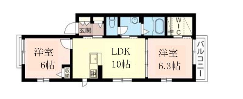 ハッピーヒルズI(2LDK/1階)の間取り写真