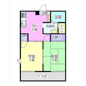 コーポ藤塚(2DK/1階)の間取り写真