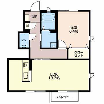 クレアール(1LDK/1階)の間取り写真