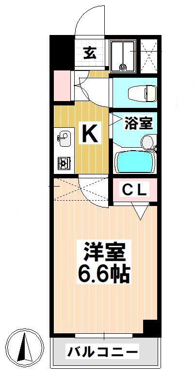 クリエイト妙音(1K/6階)の間取り写真