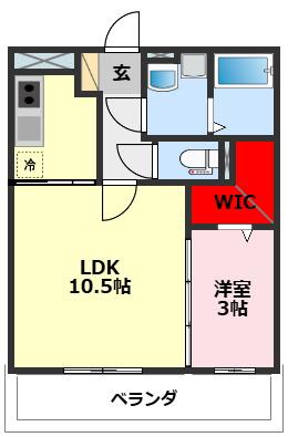 アドバンス(1LDK/2階)の間取り写真