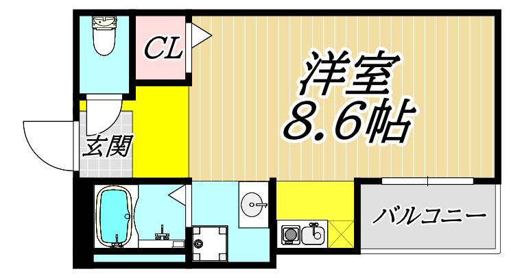 CAMELLIA(ワンルーム/1階)の間取り写真