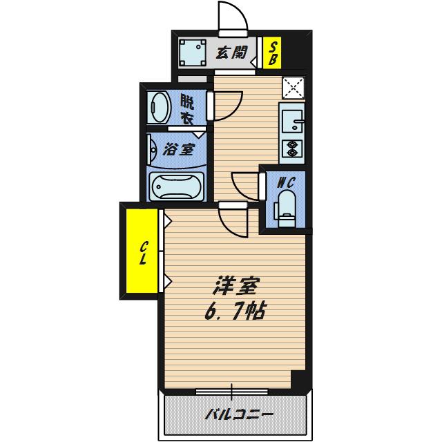 LUXE都島北I(1K/5階)の間取り写真