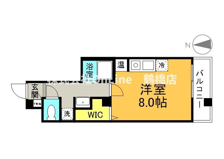 ヴィレッヂ鶴橋(ワンルーム/2階)の間取り写真